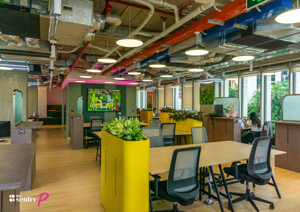 Organized individual workspaces at The Sentry.