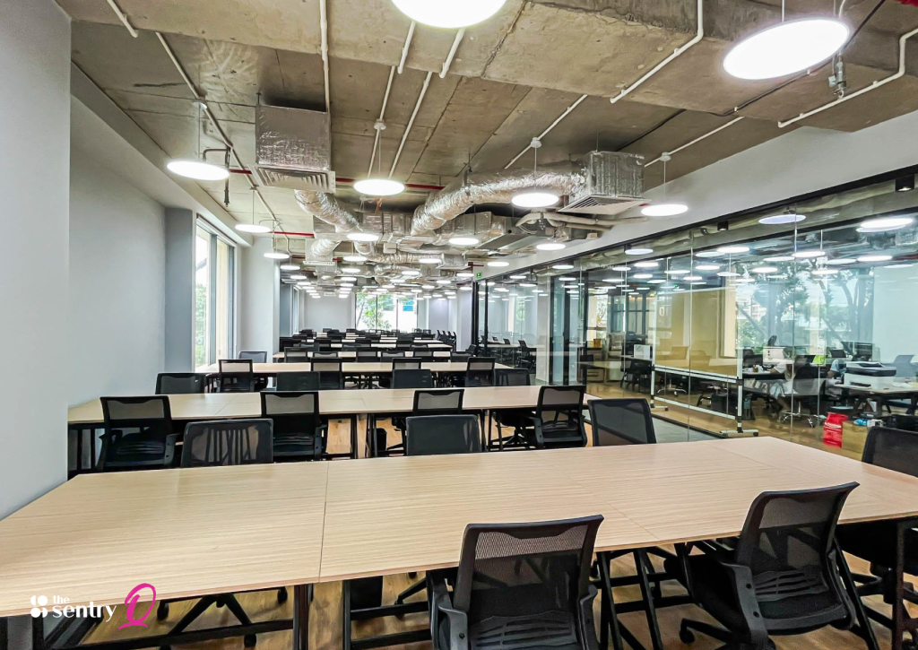 A well-designed, spacious private office at The Sentry.