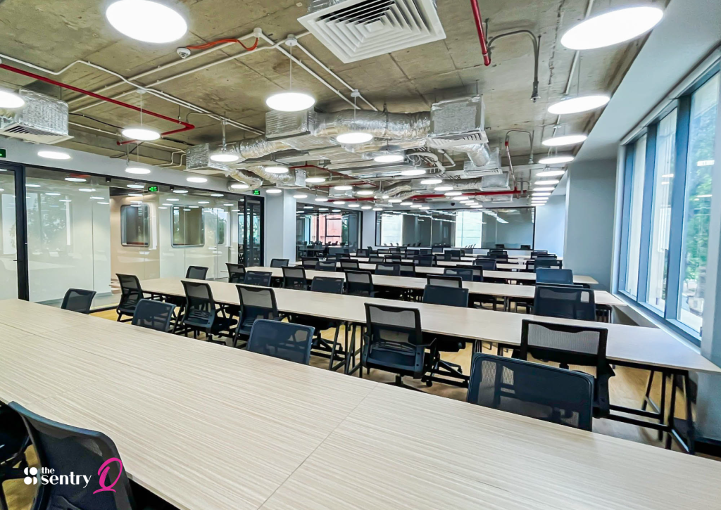 A focused, organized private office at The Sentry.