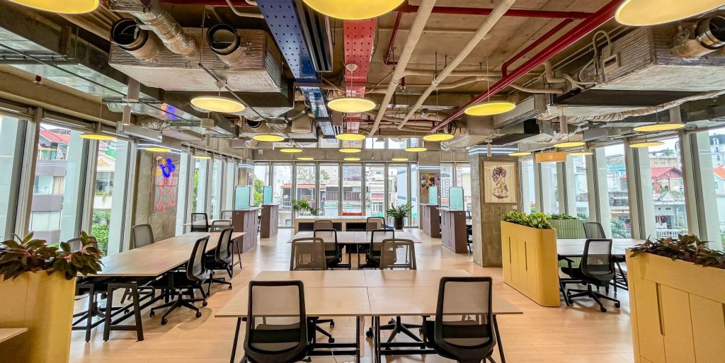  Spacious, custom-designed private office with company branding.