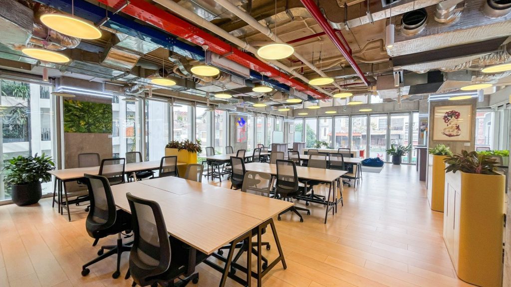 A clean, quiet hot desk setup.