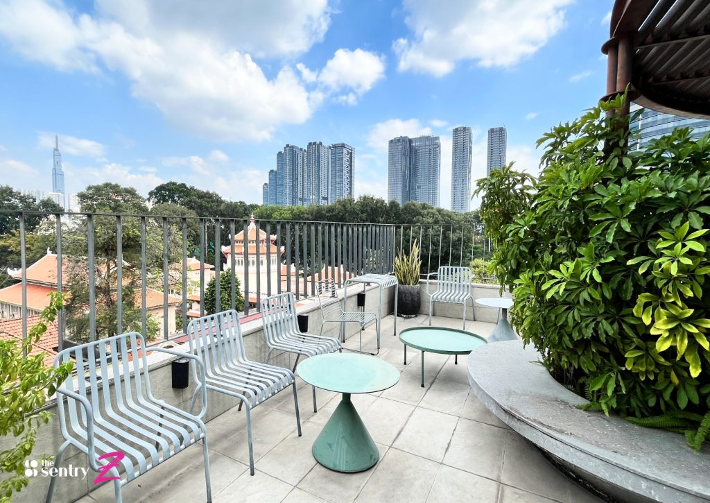 Rooftop garden or wellness area at one of The Sentry's Ho Chi Minh City locations
