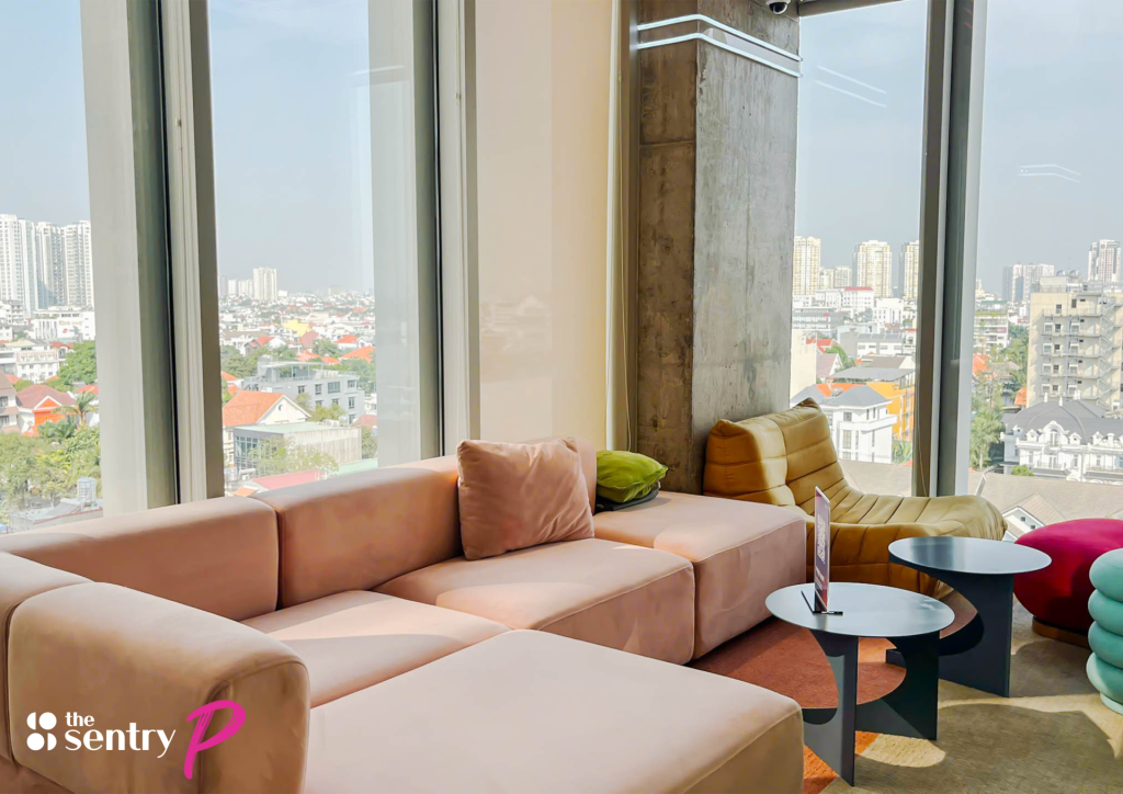 Relaxed lounge and coworking area at The Sentry Thao Dien District 2