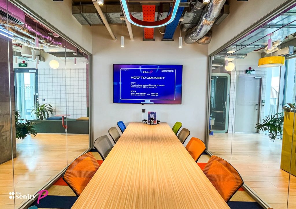 Client meeting in a well-appointed private conference room at The Sentry