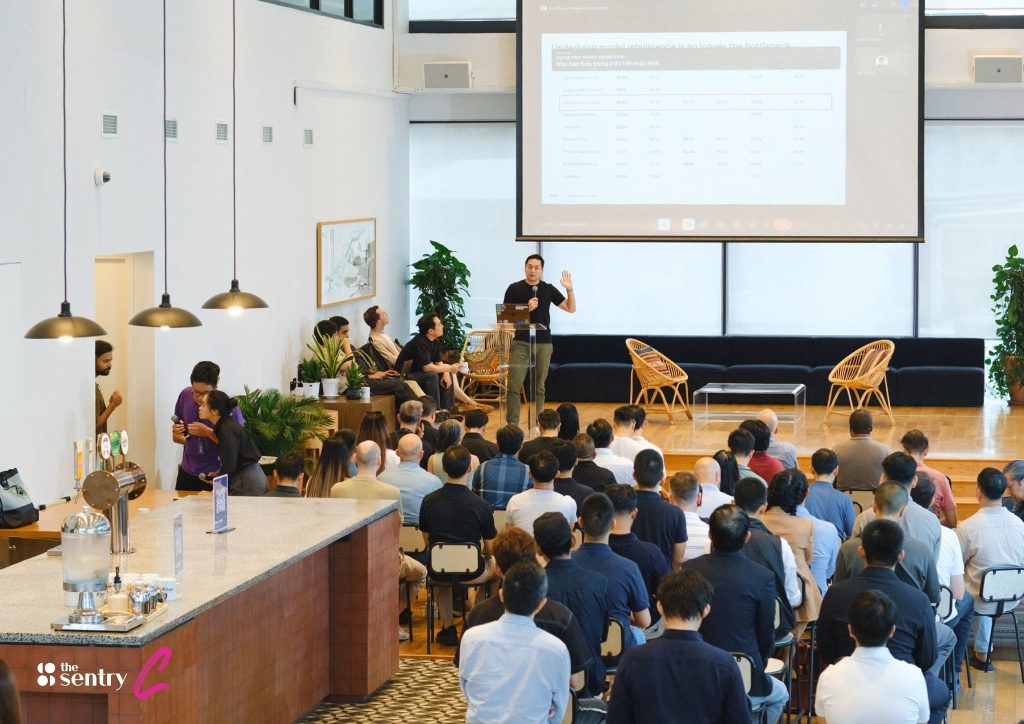 Community networking event with startup founders and professionals at The Sentry