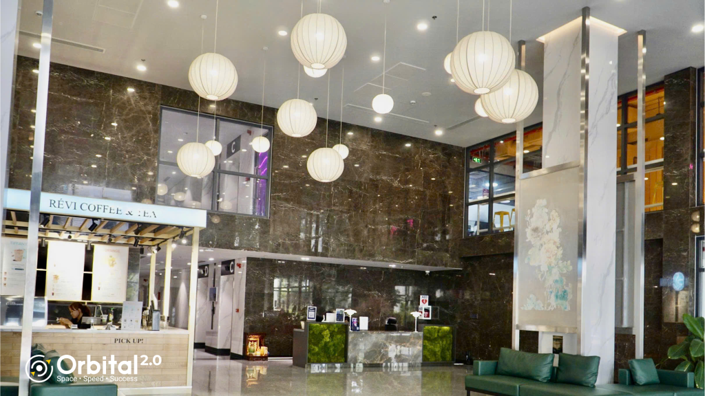 Bright reception area at a Sentry coworking space in Ho Chi Minh City.