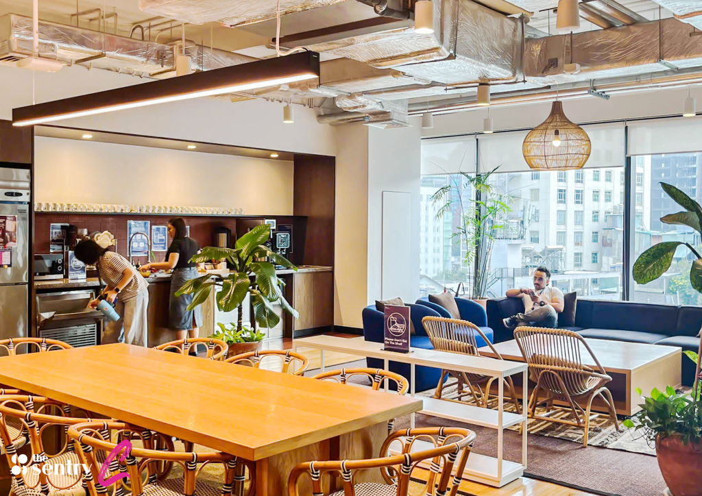 Coffee bar and pantry area at The Sentry coworking space