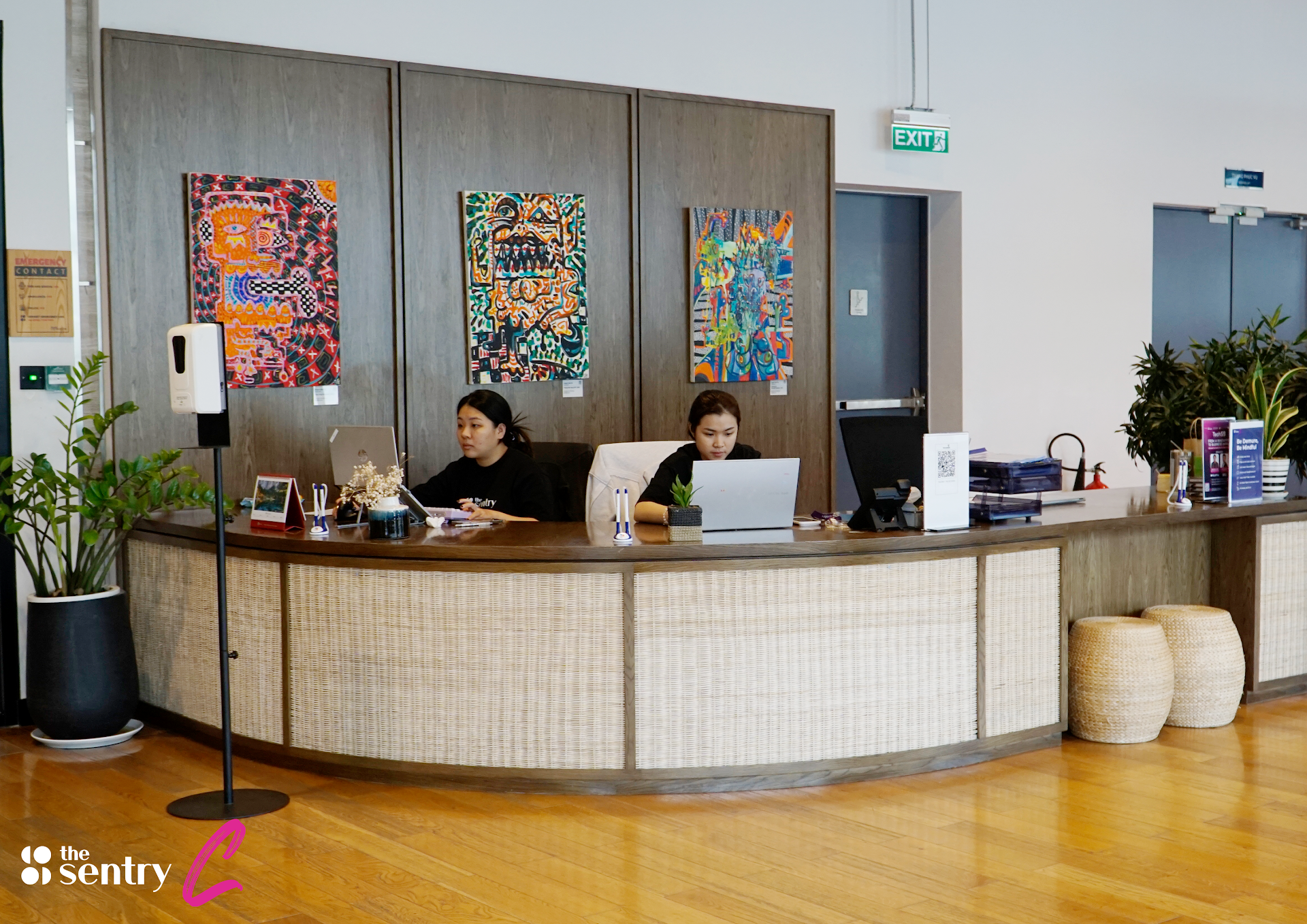 Reception lobby at The Sentry coworking space in Ho Chi Minh City